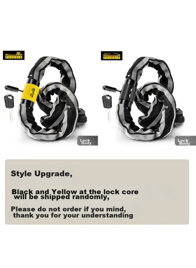 Phoenix Bicycle Chain Lock, Electric Motorcycle Anti-theft Door Key Lock With Reflective Strip, Alloy Single Bike Accessory, Key Lock - Image 2