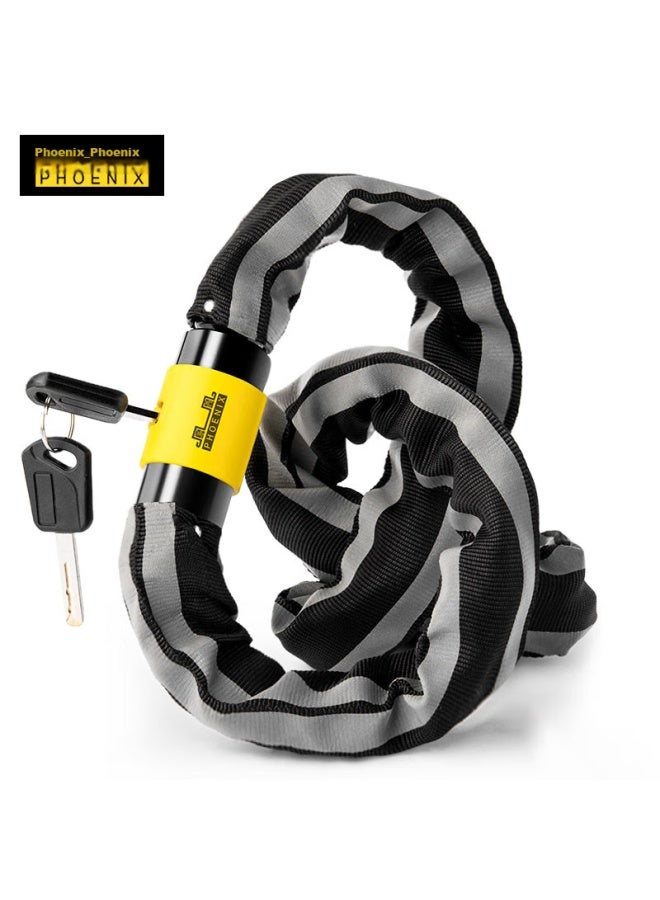 Phoenix Bicycle Chain Lock, Electric Motorcycle Anti-theft Door Key Lock With Reflective Strip, Alloy Single Bike Accessory, Key Lock - Image 1