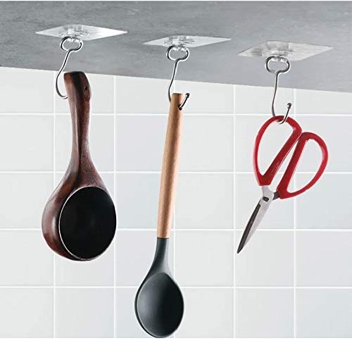 MORGHULIS Metal Adhesive Heavy Duty Wall Mount Coats Waterproof and Rustproof Wall Hooks 5kg 8 Clear - Image 4