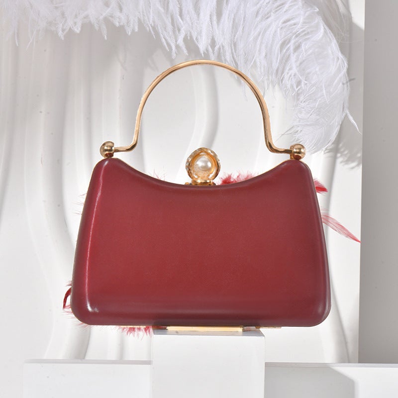 New Feather Thin Flash Handbag Buckle Design Fashion Temperament Matching Evening Dress Evening Bag Wedding Bag - Image 4
