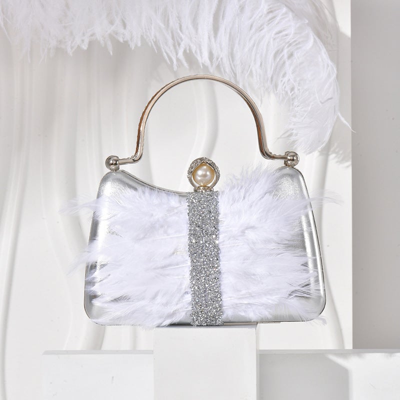 New Feather Thin Flash Handbag Buckle Design Fashion Temperament Matching Evening Dress Evening Bag Wedding Bag - Image 1