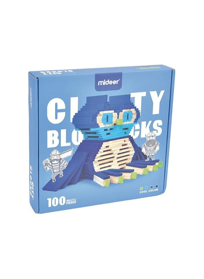 Mideer Wooden City Building Blocks for Kids 100-Pieces, Cool - Image 1
