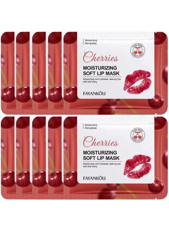 FAYANKOU 10Pcs Cherries Moisturizing Soft Lip Mask Hydrating Nourishing Soft Shiny Lip Mask Repair Dry Lips Fade Lip Lines Moisturizing Lips Masks 10x8G - Image 1