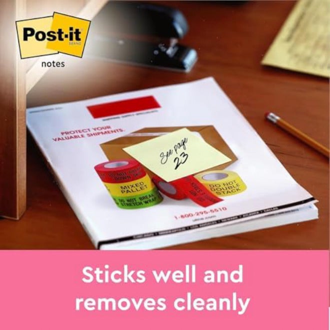 بوست-إت ملاحظات Post-it باللون الأصفر الكناري، عبوة من 12 كتلة، 100 ورقة لكل كتلة، 76 مم × 76 مم، لون أصفر - ملاحظات ذاتية اللصق لتدوين الملاحظات، قوائم المهام والتذكيرات - Image 4