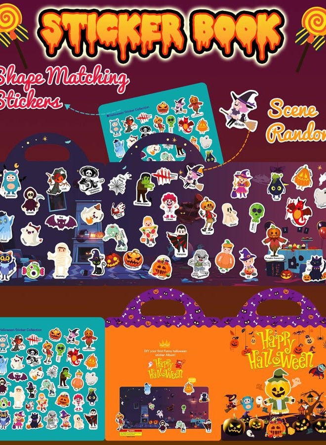 Benresive Reusable Sticker Books for Kids 2-4, Sticker Books for Toddlers 1-3 2-4, Toddler Travel Toys Activities Crafts Gifts - Halloween - Image 2