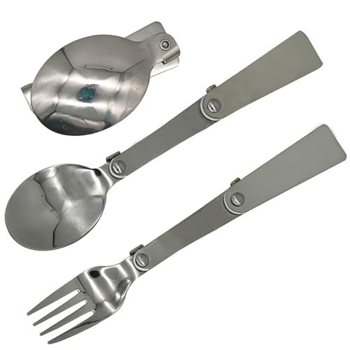 Maydahui 2 PCS Folding Spoon and Fork SUS 18/10（304）Stainless Steel Spork Portable Camping Cutlery Multi-Functional Foldable Fruit Forks for Outdoors Picnic Thermos Travel Tableware - Image 1