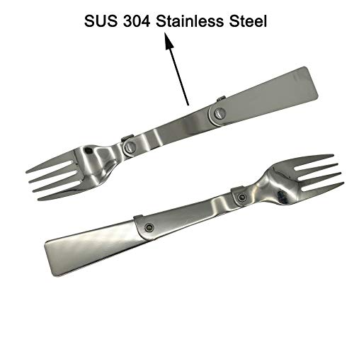 Maydahui 2 PCS Folding Spoon and Fork SUS 18/10（304）Stainless Steel Spork Portable Camping Cutlery Multi-Functional Foldable Fruit Forks for Outdoors Picnic Thermos Travel Tableware - Image 3