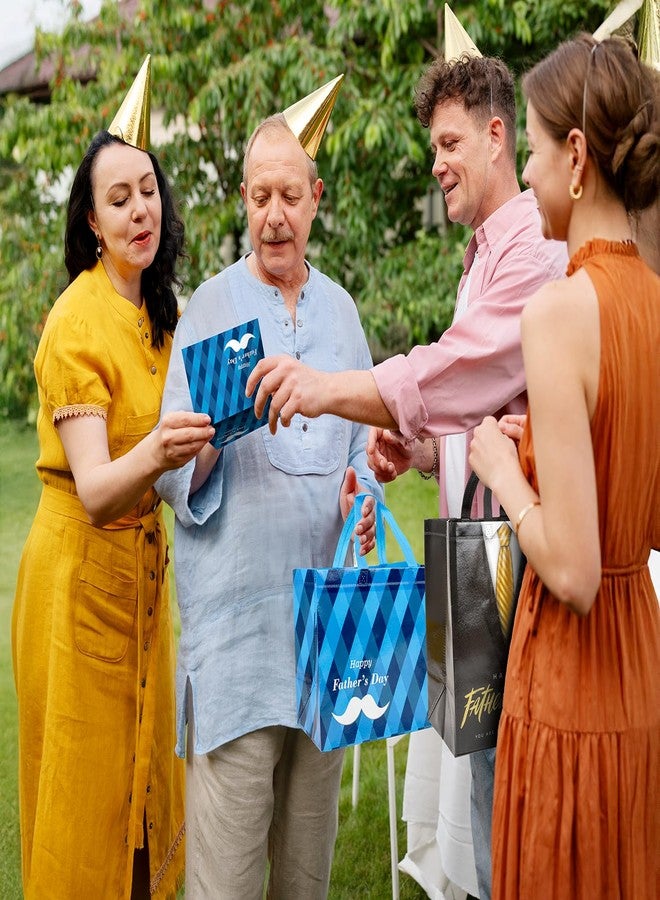 Linelglobal Father Day Gift Bag with Tissue Paper 12.6" Reusable Happy Dad Day Gift Bag for Daddy 2 Pack Black Blue - Image 5