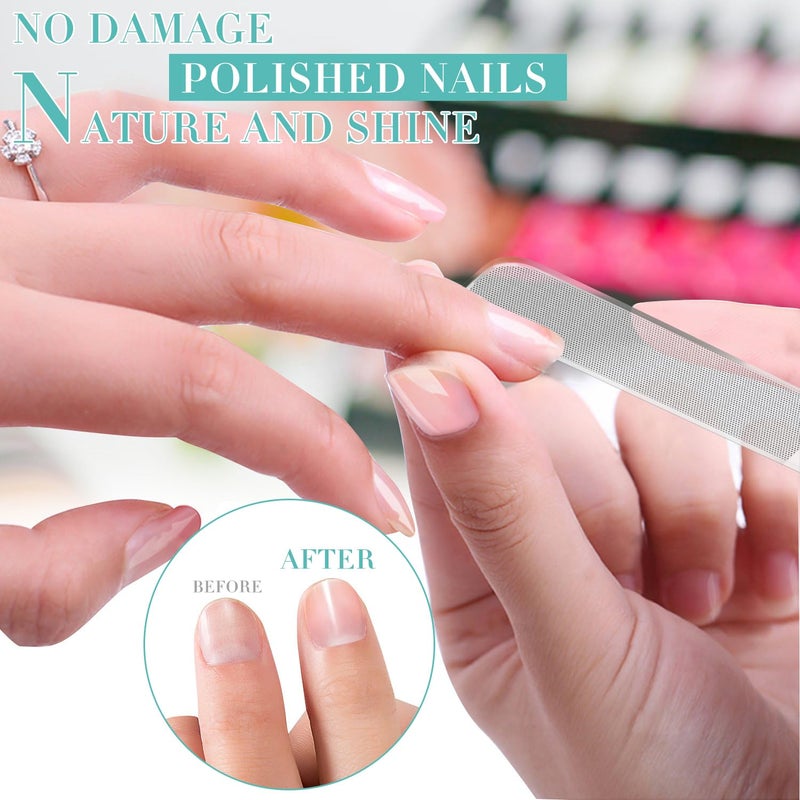 DRMODE Glass Nail File - 2PC Upgrade Glass Nail Shiner for Natural Nails Nano Nail Buffers Crystal Polisher with Case, Professional Manicure Tools Kit for Acrylic Nail Care for Women and Girls - Image 2