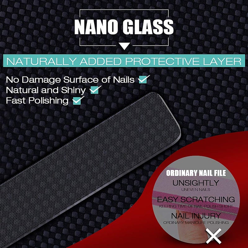 DRMODE Glass Nail File - 2PC Upgrade Glass Nail Shiner for Natural Nails Nano Nail Buffers Crystal Polisher with Case, Professional Manicure Tools Kit for Acrylic Nail Care for Women and Girls - Image 4