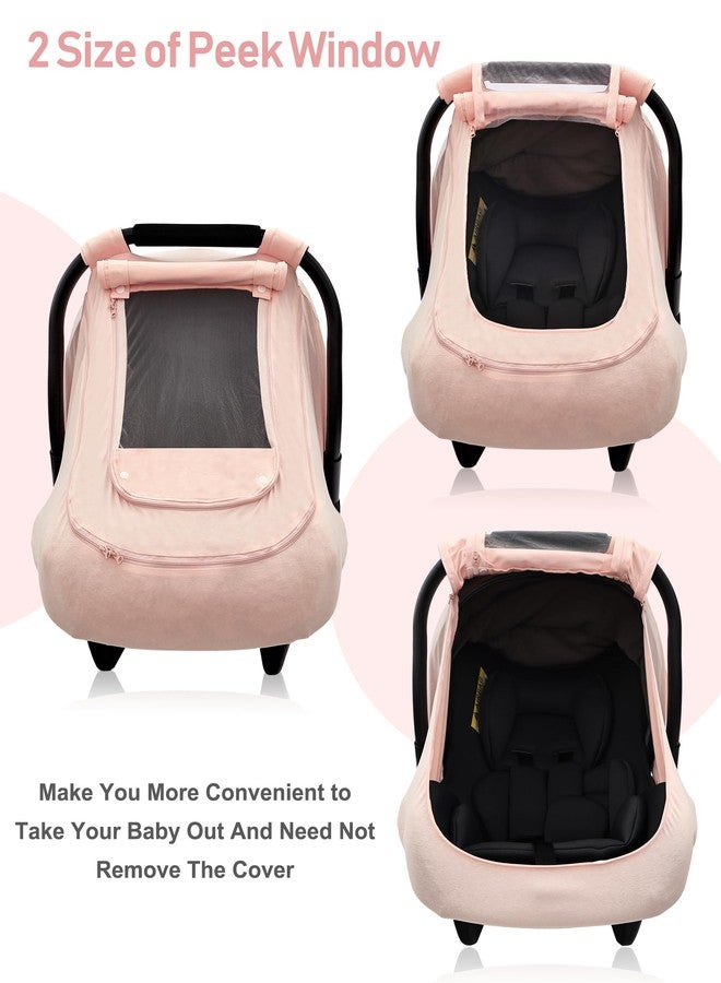 YVMVDV Baby Car Seat Cover for Summer/Spring,100% Organic Cotton Carseat Cover for Babies,Infant Car Seat Cover Canopy for Boys& Girls, Lightweight & Breathable (Pink) - Image 4