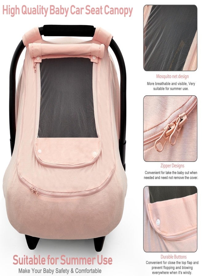 YVMVDV Baby Car Seat Cover for Summer/Spring,100% Organic Cotton Carseat Cover for Babies,Infant Car Seat Cover Canopy for Boys& Girls, Lightweight & Breathable (Pink) - Image 3
