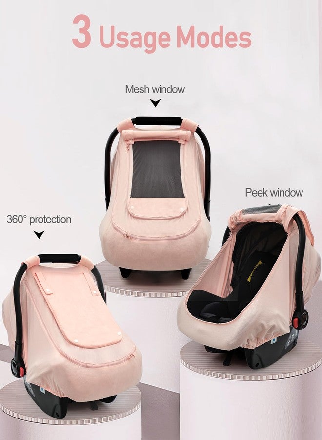 YVMVDV Baby Car Seat Cover for Summer/Spring,100% Organic Cotton Carseat Cover for Babies,Infant Car Seat Cover Canopy for Boys& Girls, Lightweight & Breathable (Pink) - Image 5