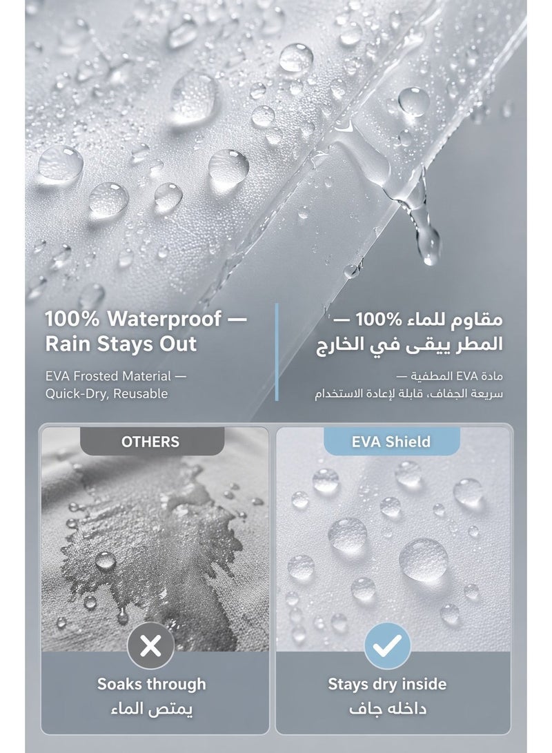 برق الثلج معطف مطر فروستفولت EVA بقلنسوة — مقاوم للماء والرمال والرياح، جاكيت مطر للدراجات النارية، للجنسين مقاس واحد (أسود / رمادي / أبيض) - Image 3