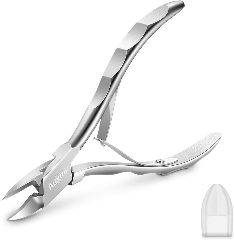 Auxmir Toenail Clippers Precision Nail Clippers for Thick or Ingrown Toenails 5 Sharp Curved Stainless Steel Nail Cutters Professional Nippers Grooming Tool Safety Cover Included