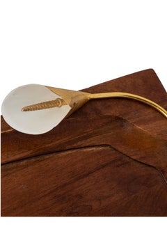 Dania Beech wood serving dish with lily decor Gold 42x28x3 cm  - Image 2