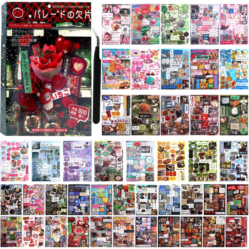 Tmtains 800Pcs Cute Scrapbook Stickers Travel Y2k Japanese Sticker Book for Adult Kawaii Korean Stickers for Journaling Heisei Retro Aesthetic Sticker Manga Style Decor for DIY Craft Junk Journal Gifts Parade - Image 1