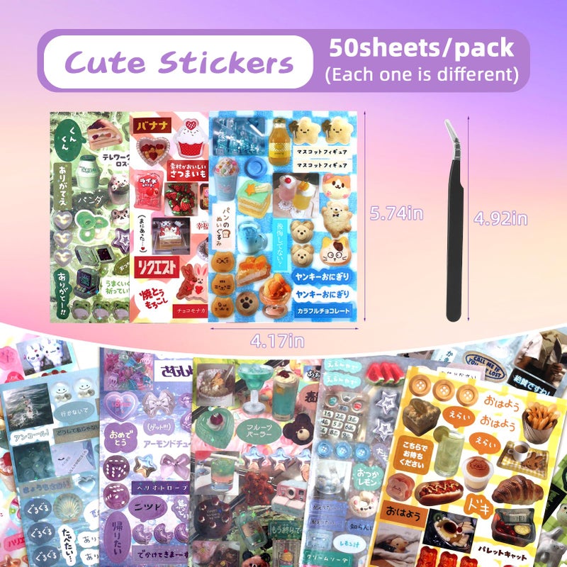 Tmtains 800Pcs Cute Scrapbook Stickers Travel Y2k Japanese Sticker Book for Adult Kawaii Korean Stickers for Journaling Heisei Retro Aesthetic Sticker Manga Style Decor for DIY Craft Junk Journal Gifts Parade - Image 2
