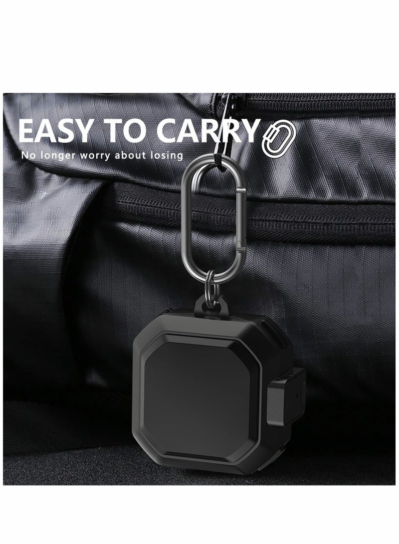 SOLARAE Armor Case Cover for Samsung Galaxy Buds Pro, Galaxy Buds Live, Galaxy Buds 2 Case Cover with Security Lock, Hard Rugged PC Shockproof Case Cover with Keychain/Straps -black - Image 5