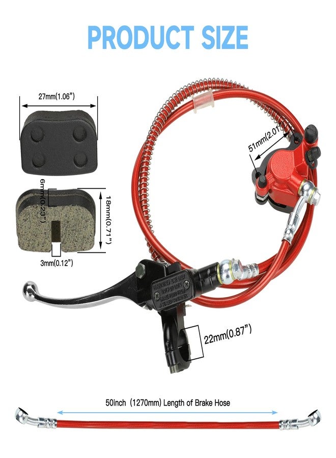 FVRITO Upgraded Mini Bike Hydraulic Disc Brake Kit for Baja DB30 Doodle Bug Blitz Dirt Bug Racer 97cc 79cc Predator 2.8hp Engine with 180mm Brake Disc Rotor Master Cylinder Caliper Pads Assembly Parts - Image 5