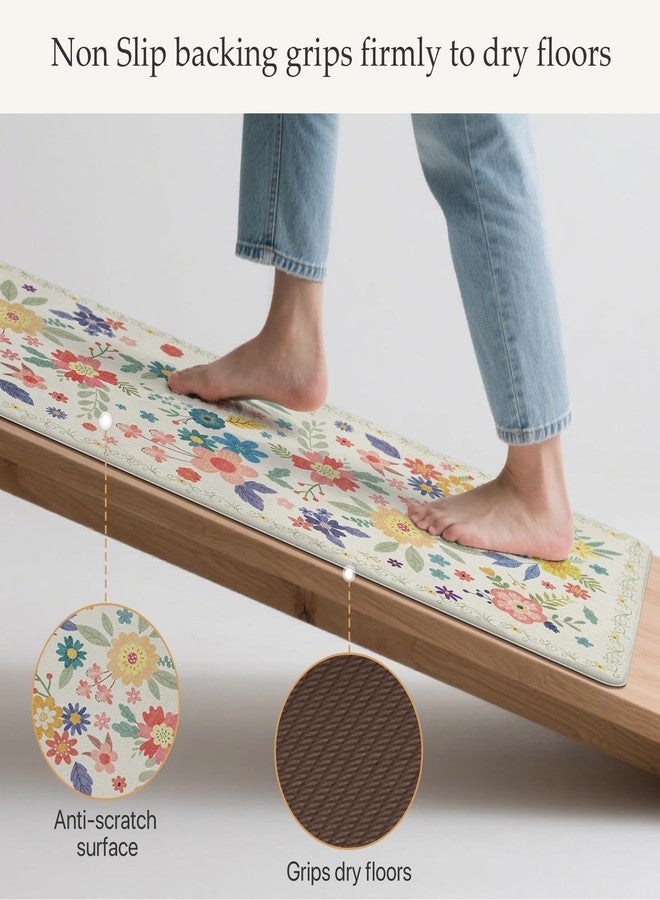 GENIMO Kitchen Mats for Floor 2PCS, Cushioned Kitchen Rugs Non Slip Washable, Anti Fatigue Mat Waterproof, Comfort Standing Mat Rug for Office, Home, Sink, Laundry, 17.3"x47"+17.3"x30", SoftWhite - Image 4