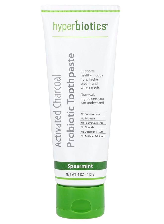 Hyperbiotics Activated Charcoal Probiotic Toothpaste Spearmint 4 oz (113 g)