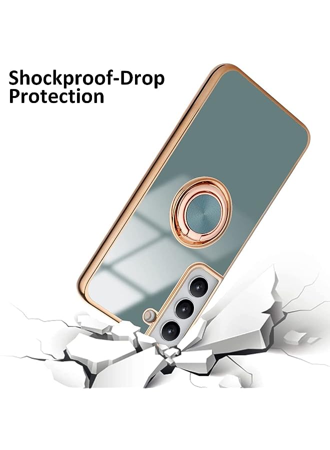 YoYoTech Case for Galaxy S22 Luxury Silicone TPU Shockproof Ring Holder Kickstand Slim Plated Phone Case Cover Designed for Samsung Galaxy S22 6.10’ (2022)- Gray - Image 1