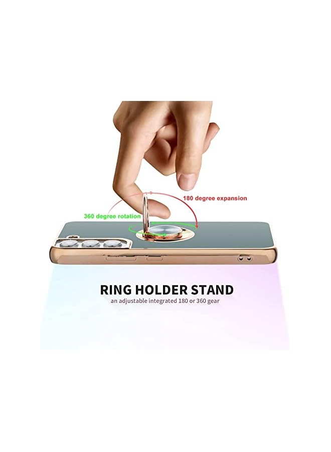 YoYoTech Case for Galaxy S22 Luxury Silicone TPU Shockproof Ring Holder Kickstand Slim Plated Phone Case Cover Designed for Samsung Galaxy S22 6.10’ (2022)- Gray - Image 4