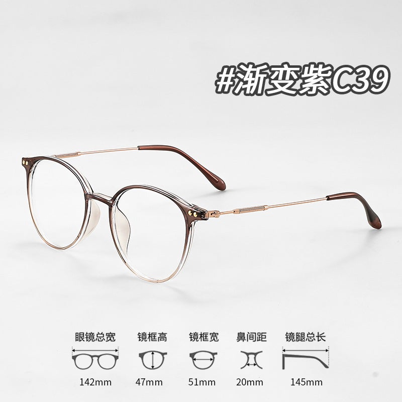 Elegant Cold Tea Color Myopia Glasses Frame for Women - Ultra-Light Anti-Blue Light Eyewear, YALONG 9531