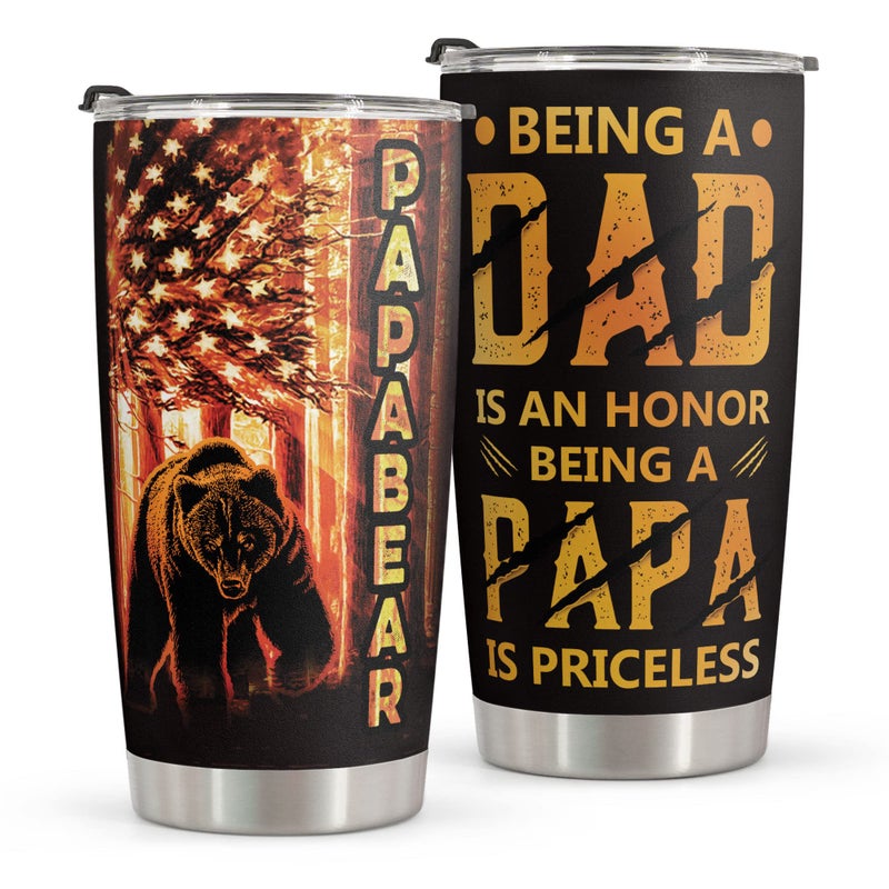 Macorner Fathers Day Gifts for Dad Husband Grandpa  Stainless Steel American Flag Tumbler Cup 20oz