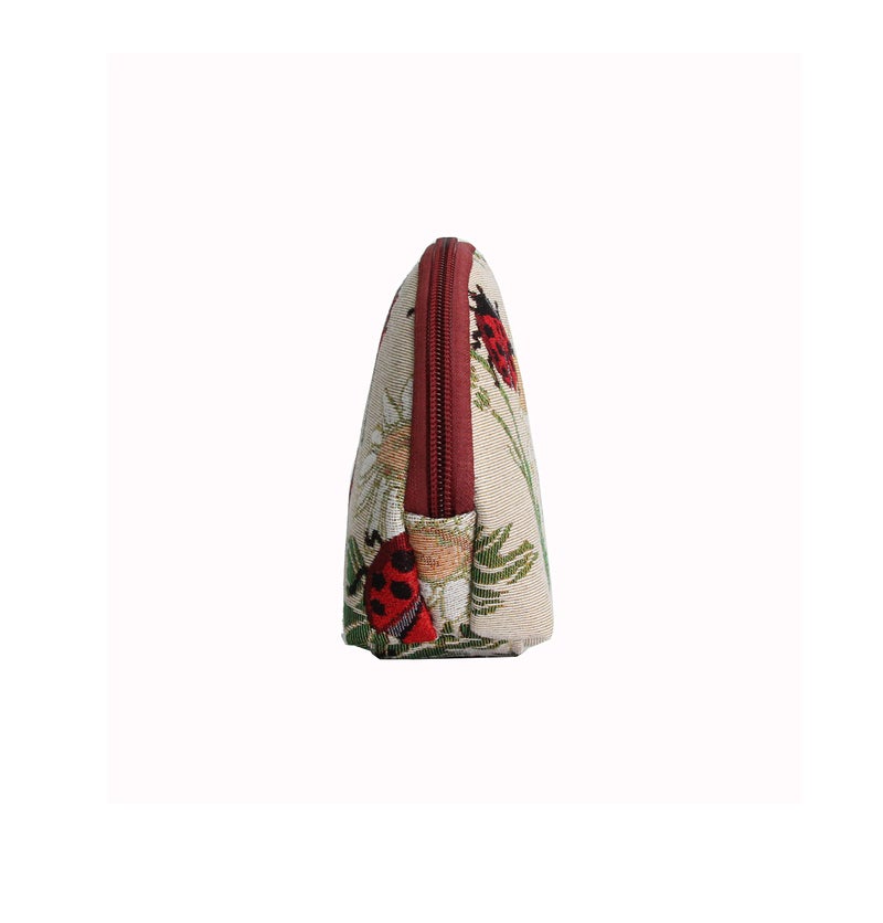 Signare Tapestry Cosmetic Bag Toiletry Makeup Bag For Women With Ladybug Floral Design (Cosm-Ldbd) - Image 3