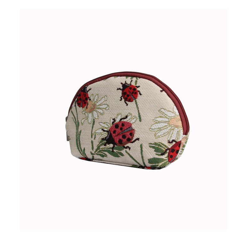 Signare Tapestry Cosmetic Bag Toiletry Makeup Bag For Women With Ladybug Floral Design (Cosm-Ldbd) - Image 2