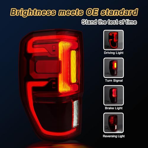 STRAUTOS LED Tail Lights Compatible with 2019-2023 Ford Ranger XLT Lariat w/Blind Spot (Module NOT Included) Rear Brake Lamp Signal Assembly ‎Taillights Replace KB3Z13405G FO2800275 (Left Driver Side) - Image 5