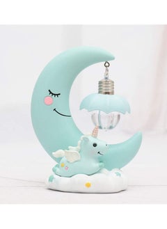 Unicorn Moon Night Light, Blue, LED Light Cartoon Nursery Lamp for Children Kid Girl Toy Birthday Gift Home Decor