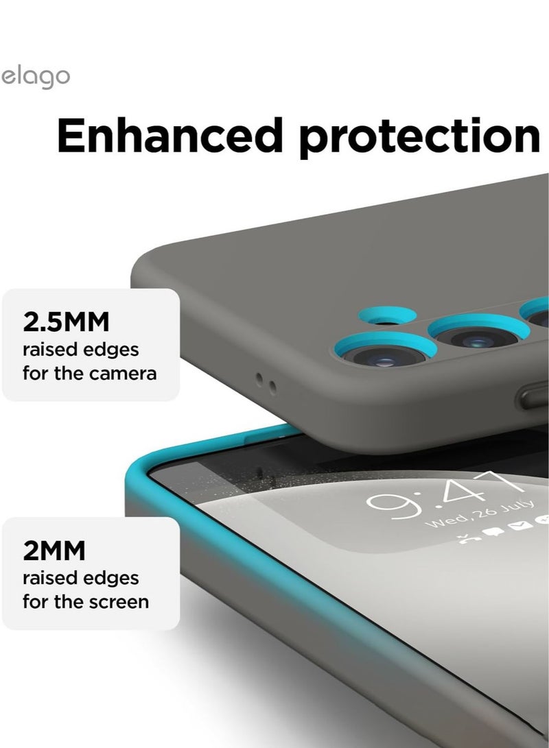 elago Liquid Silicone for Samsung Galaxy S24 Plus case cover Full Body Screen Camera Protective, Shockproof, Slim, Anti-Scratch Soft Microfiber Lining - Medium Grey - Image 2