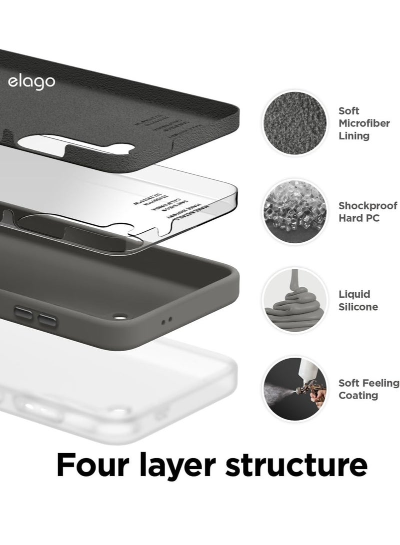 elago Liquid Silicone for Samsung Galaxy S24 Plus case cover Full Body Screen Camera Protective, Shockproof, Slim, Anti-Scratch Soft Microfiber Lining - Medium Grey - Image 3