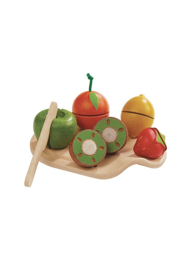 PlanToys 7 Piece Assorted Fruit Kitchen Food Playset (3600) | Sustainably Made From Rubberwood And Non-Toxic Paints And Dyes  - Image 1