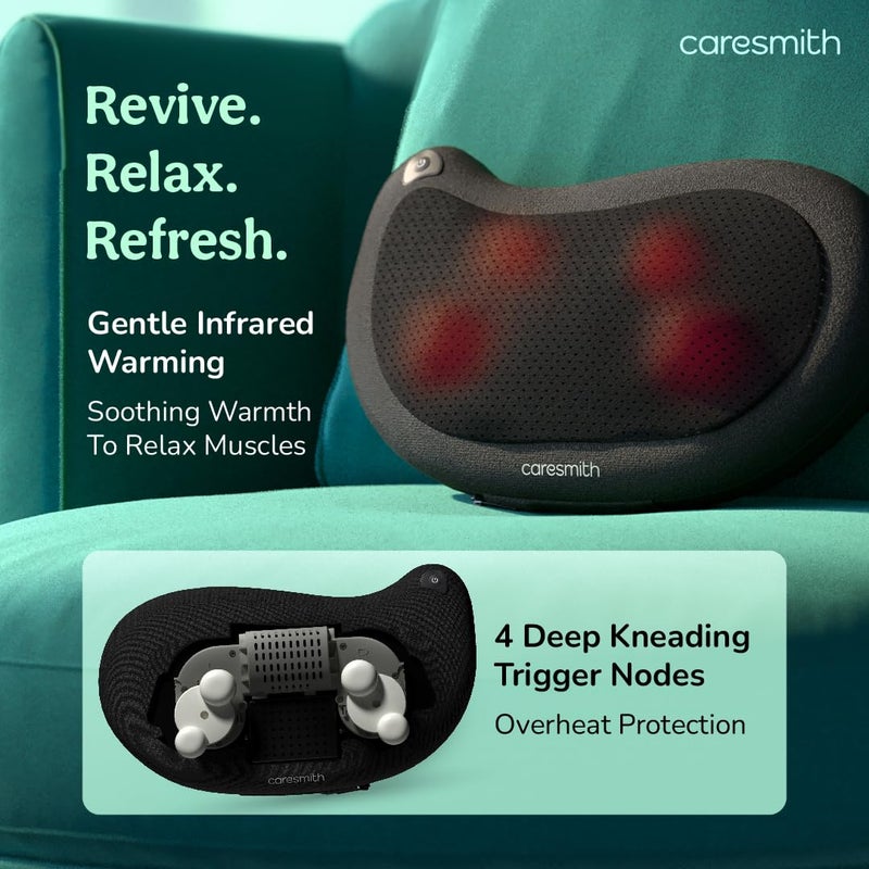CARESMITH Revive Cushion Massager Machine for Pain Relief | Neck and Back Pain Relief with Shaitsu Infrared Heat Therapy - Image 5