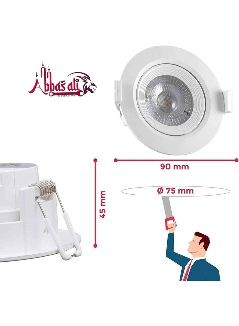عباسلي عباسالي، قطعتان من مصابيح LED دائرية قابلة للتعديل، 7 وات، 240 فولت تيار متردد، مصباح سقف أبيض، تصنيف IP40 (3000 كلفن، أبيض دافئ) - Image 4