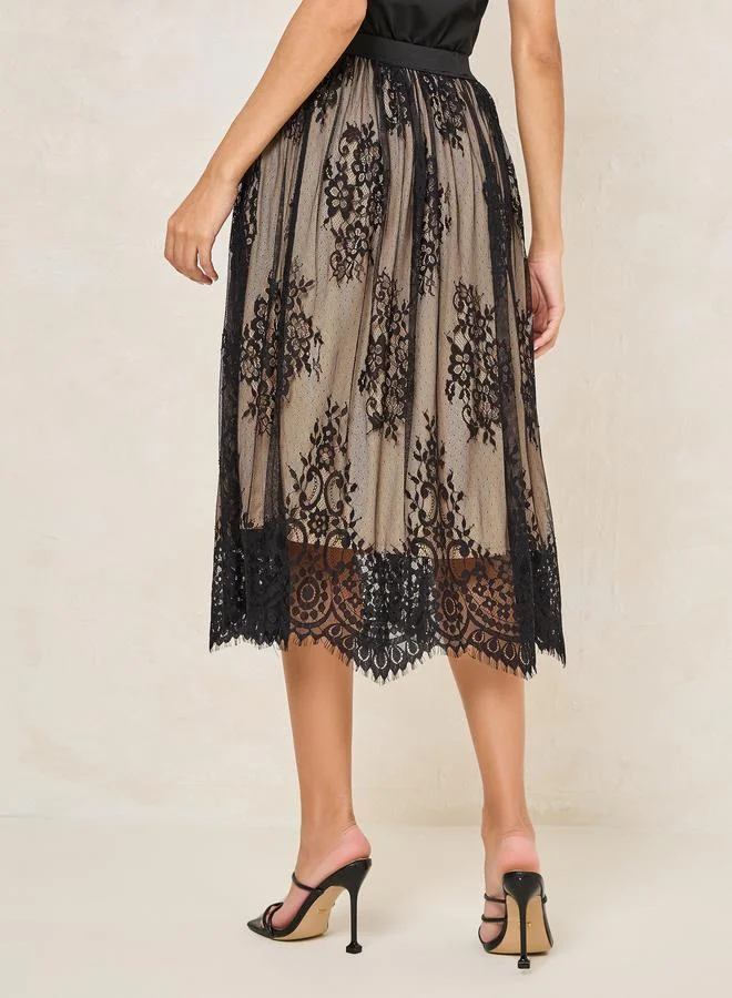 Styli Styli Lace Insert Midi Skirt