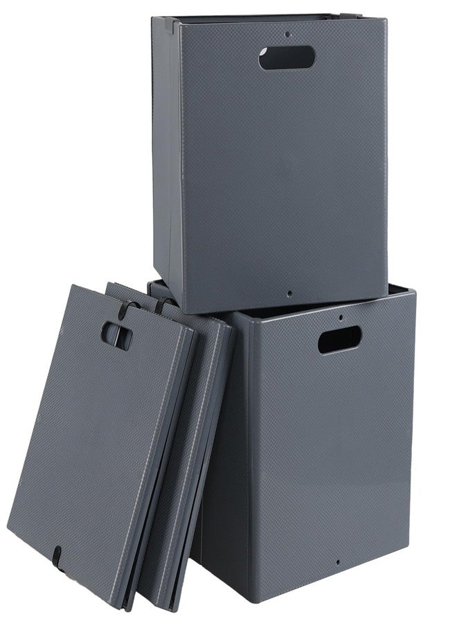 Cand Collapsible Plastic Storage Cubes, Grey Cube Organizer Bins, 4-Pack - Image 1