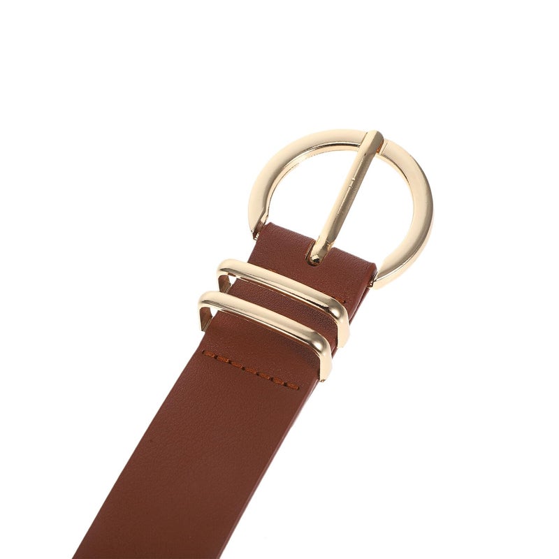 Women Chic O Ring Buckle Waist Belt For Jeans Dresses Camel Color Casual Style - Image 4