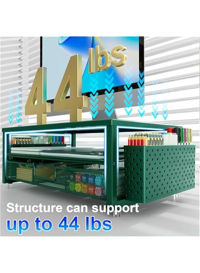 Arabest Desk Organizers and Accessories, Monitor Stand with Drawer and 2 Pen Holder, Desktop Organizer Suitable for Offices and Dormitories (Green)  - Image 3