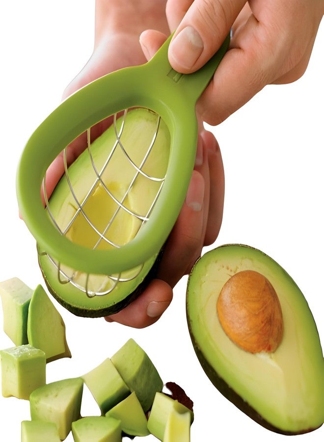Stainless Steel and Plastic Avocado Cuber - Effortless Slicing with Good Grips - Kitchen Essential for Perfect Avocado Prep - Durable and Efficient Tool (Green) - Image 1