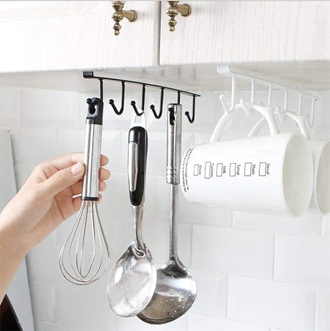 GNOLY GNOLY Kitchen Bathroom Cabinets Cupboards Pantries Shelves Counter Table Organizer Hook Hanger Cabinet Under Shelf Hanging Storage 6 Hooks Hanger  - Image 4