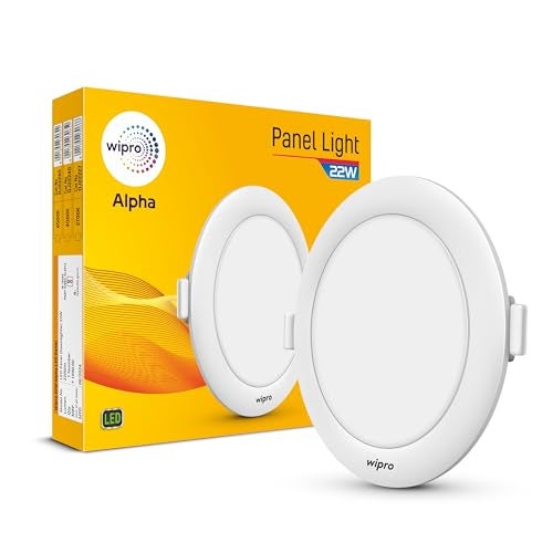 Wipro Garnet 22W Round LED Alpha Panel | Cool Day White Light (6500K) | Recessed Down Light for False Ceiling | Cutout - 82mm | Pack of 1 - Image 1