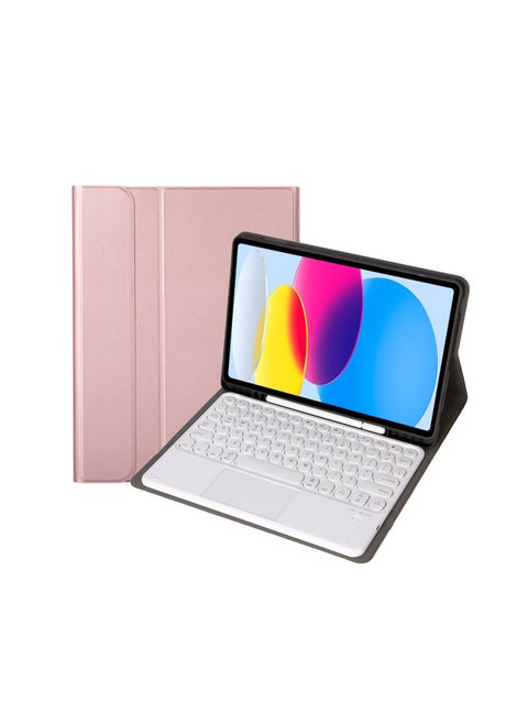 Protective Case Wireless Keyboard For Ipad 10th Gen 10.9.7 Tablet Compatible Ipad Pro 11 Magnetic Suction Smart Control For 9-Color:Rose Gold Leather Case + Round Key Cap Miaocontrol Keyboard-Applicable Model:ipad 10 Generation 10.9 2022 Edition