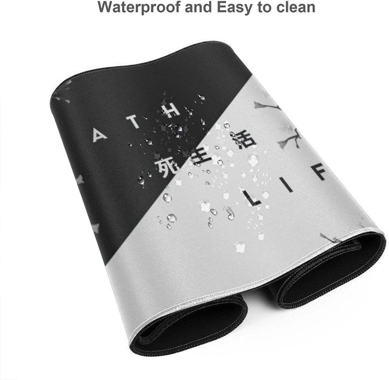KASTWAVE Gaming Mouse Pad Black and White Cherry Blossom,Extended Large Mouse Mat Desk Pad, Stitched Edges Mousepad, Long Non-Slip Rubber Base Mice Pad(31.5x11.8x0.12 Inch) - Image 4