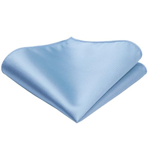 GUSLESON Solid Baby Blue Wedding Ties For Men Neckties and Pocket Square Cufflinks Sets(IN0789-48) - Image 3