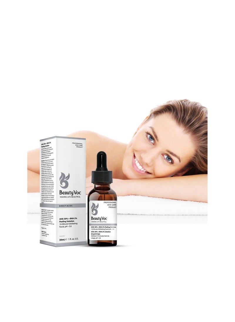 BEAUTY VOC - АНА 30% + ВНА 2% Peeling Solution Serum Enriched with Alpha and Beta Hydroxy Acids Blend for Gentle Exfoliation, Pore Clearance, Enhanced Skin Texture, Smoother and More Refined Complexion 30ml - Image 1